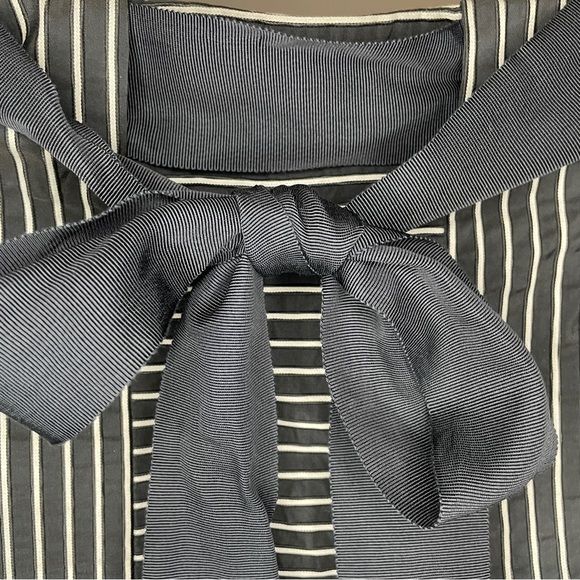 CAROLINA HERRERA Navy & White Stripe Cotton Polyester A-Line Skirt - Size 0 - Picture 4 of 7